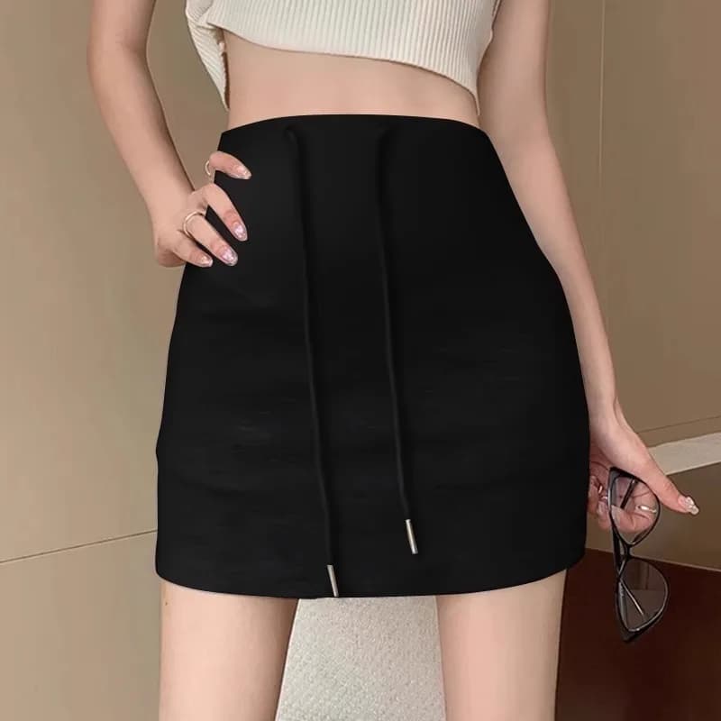 Mini jupe de maternité fine, taille haute, soutien du ventre, moulante, avec pantalon de sécurité, A