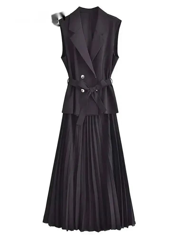 Robe Corset plissée pour femmes, gilets longs, sans manches, tenue de soirée au bureau, froncée, mi-