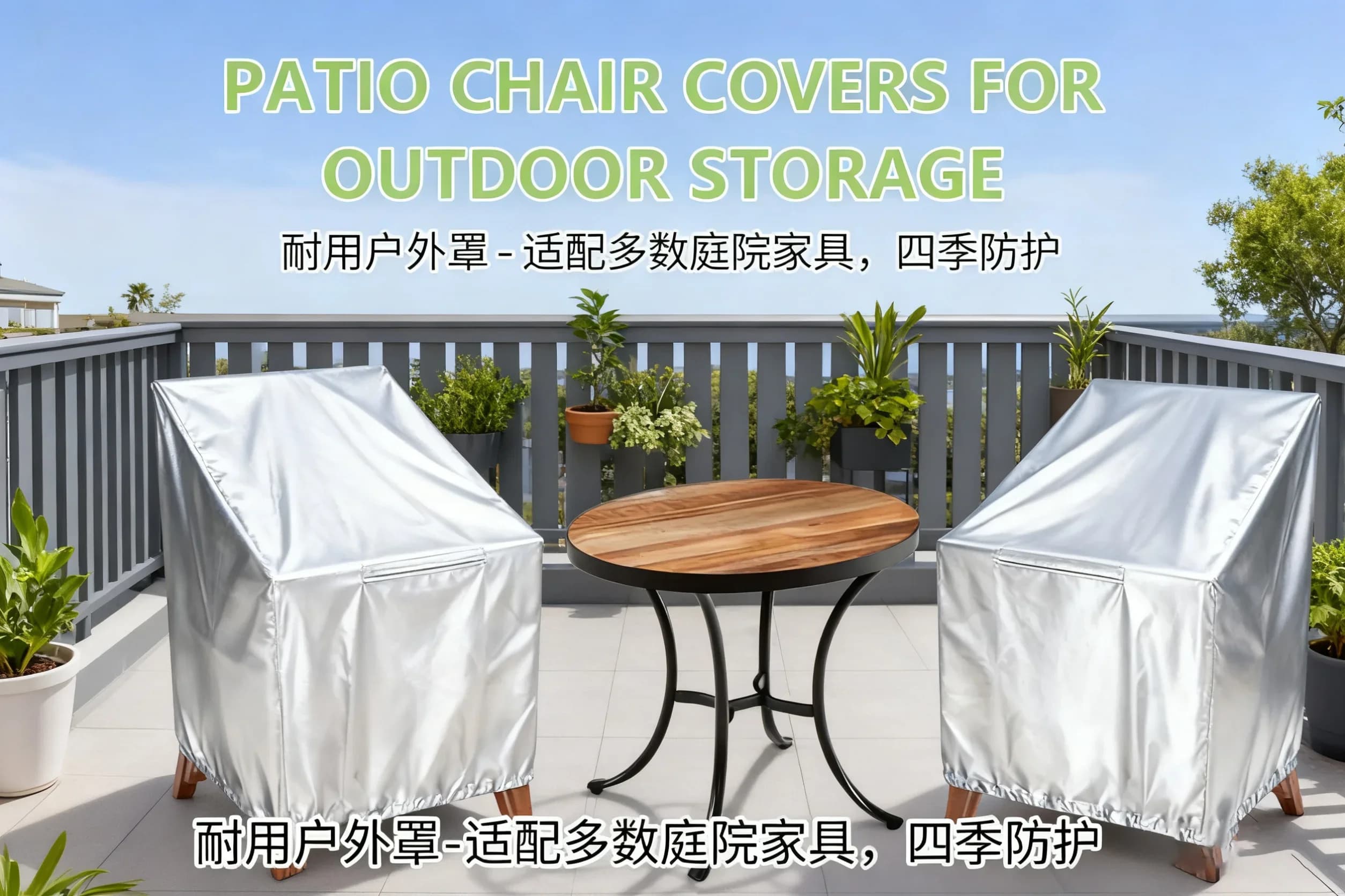 Housses de chaise de jardin, imperméables, empilables pour l'extérieur, Protection de meubles toutes
