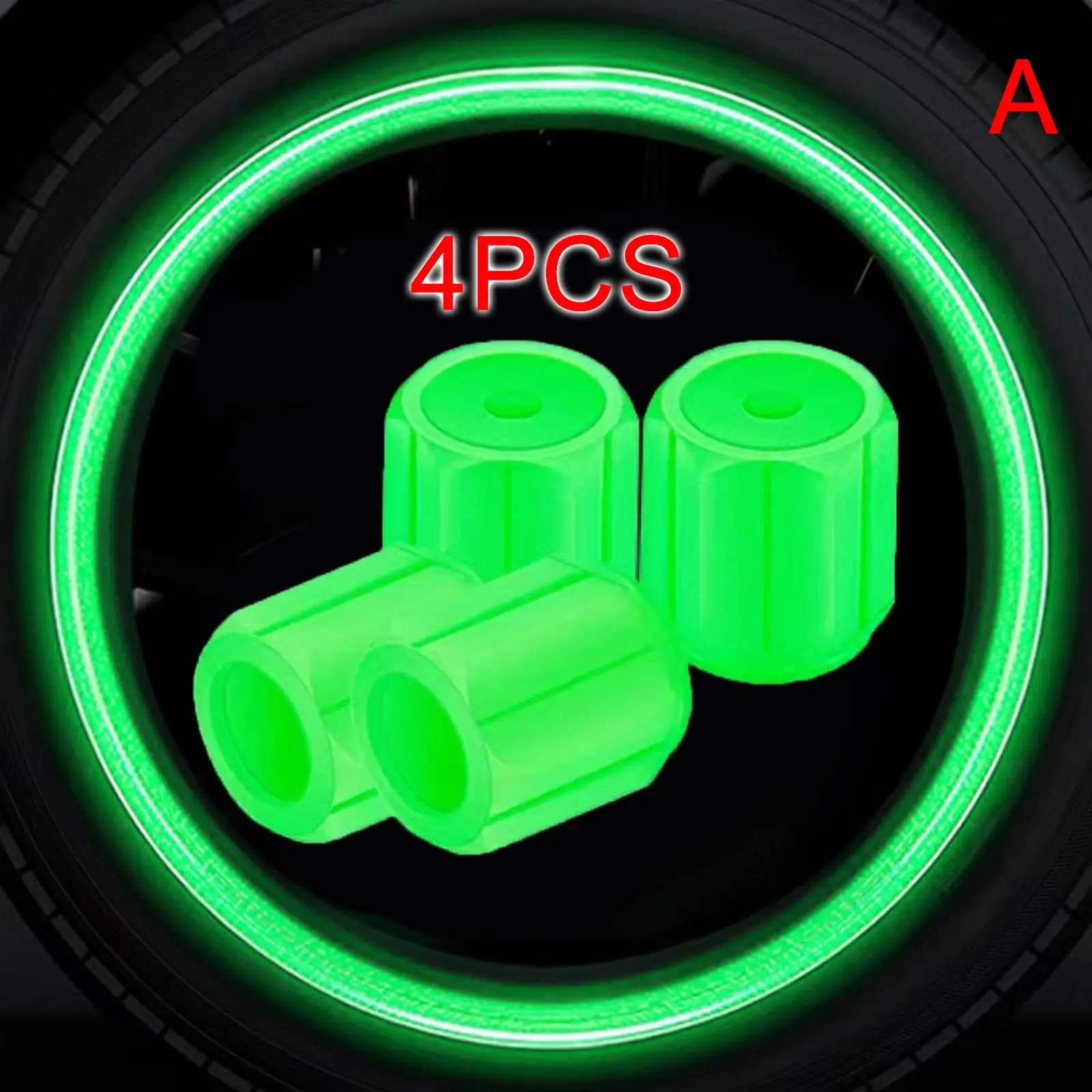 Capuchons Shoous Fluorescent Night Glowing Stem Caps, Décor de voiture, Véhicules, Moyeu de lumière 
