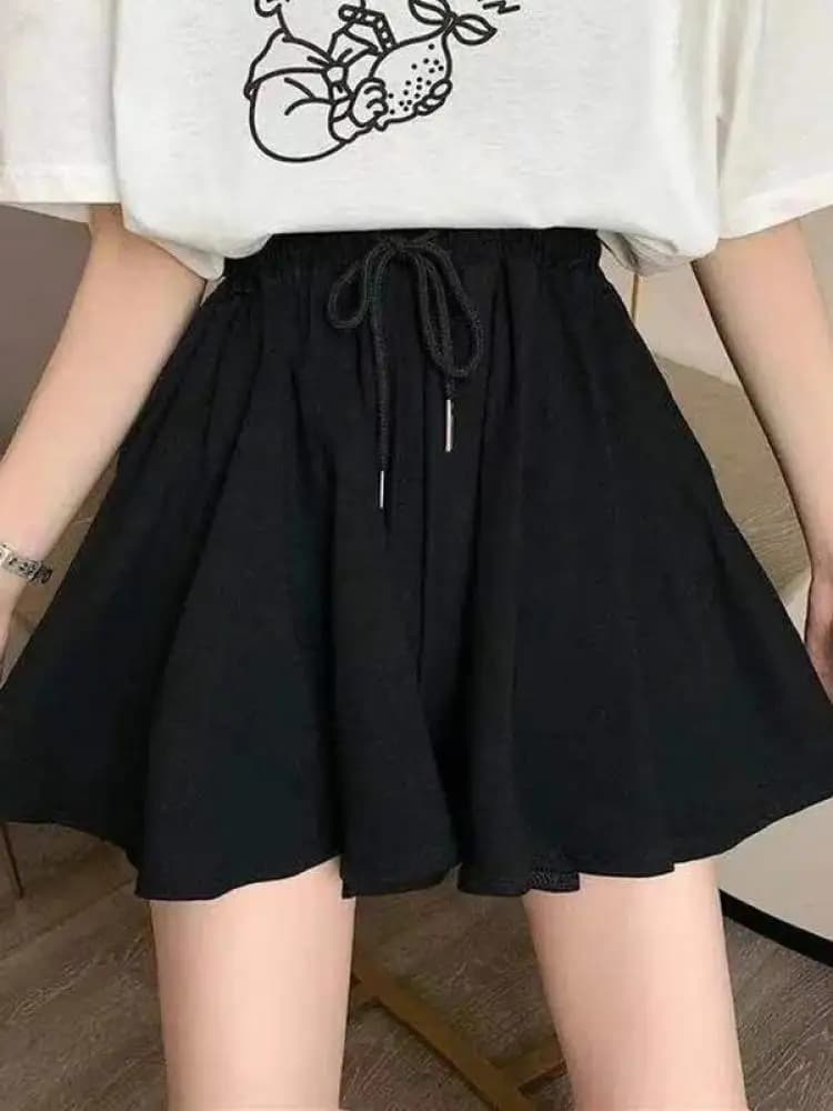 Shorts-jupe d'été 2026 pour femme, taille haute élastique, décontracté, coupe large, style coréen, m