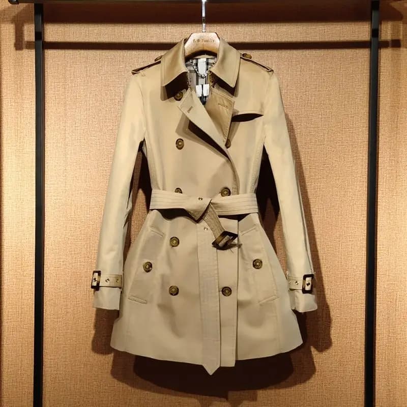 Trench-Coat kaki pour femme, court, Style britannique, taille ceinturée, veste cintrée, printemps-au
