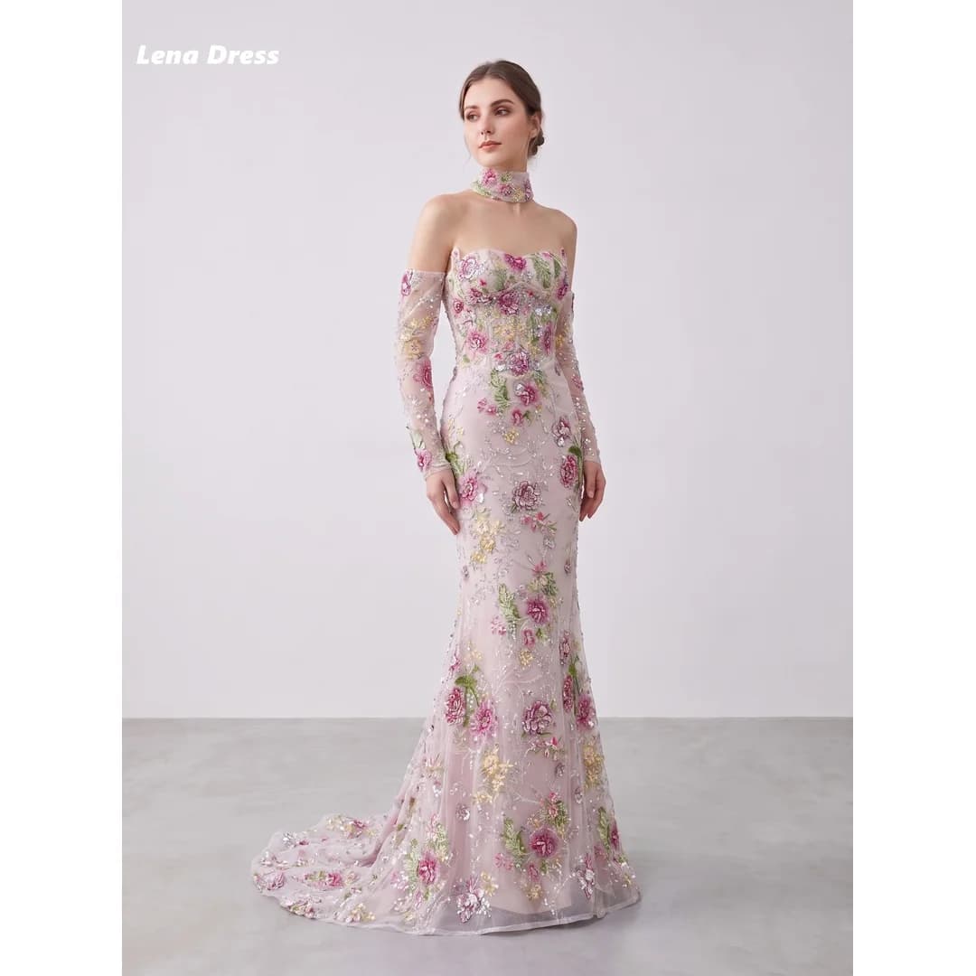 Robes de soirée élégantes à manches longues Lena pour femme, robes de fête de luxe pour occasions sp