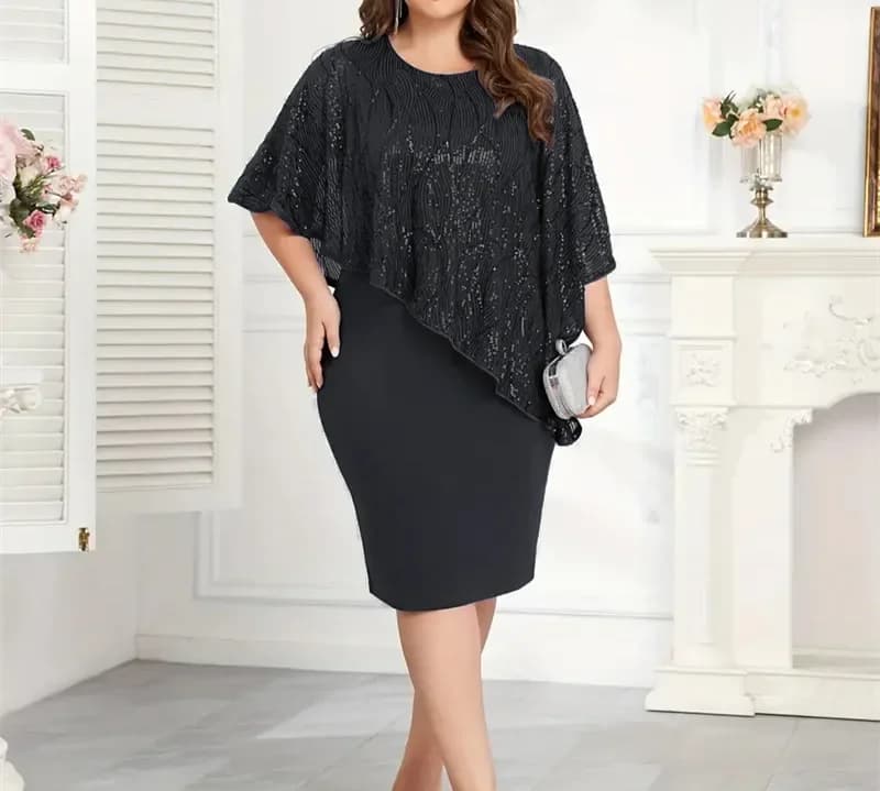 Grande taille femmes Sexy hanche étreinte robes paillettes irrégulière 5XL grande taille robe de soi