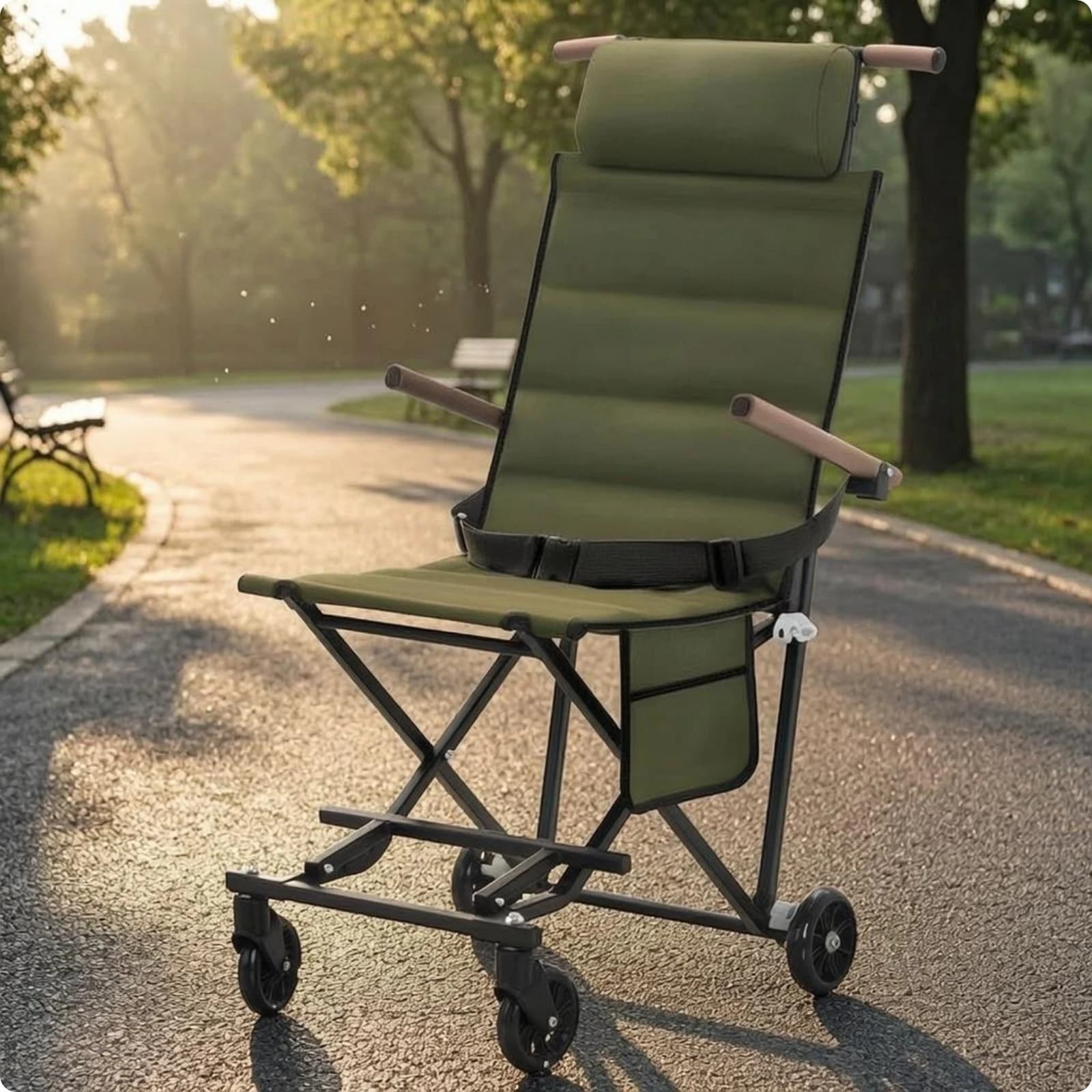 Fauteuil de camping inclinable avec roulettes, chaise longue pliante avec repose-pieds, mobilier d'e