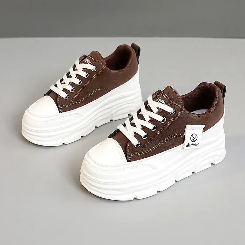 Chaussures Plates à Lacets Épais et Semelle Souple pour Femme, Baskets Décontractées, de Marche, Nou
