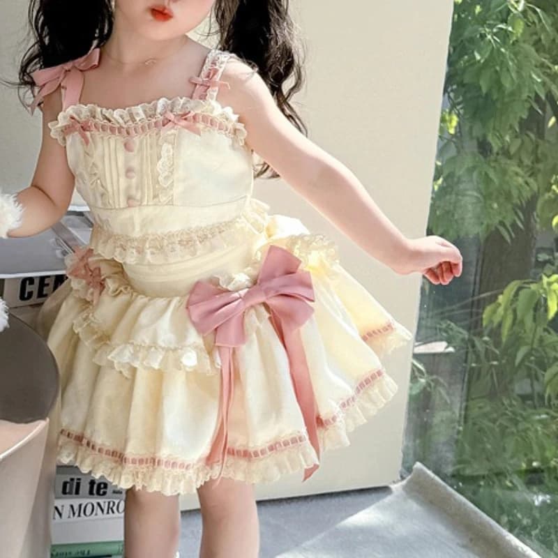 Ensemble jupe à bretelles Sweet Wind pour filles, nouveau style été 2026, ensemble deux pièces jupe 