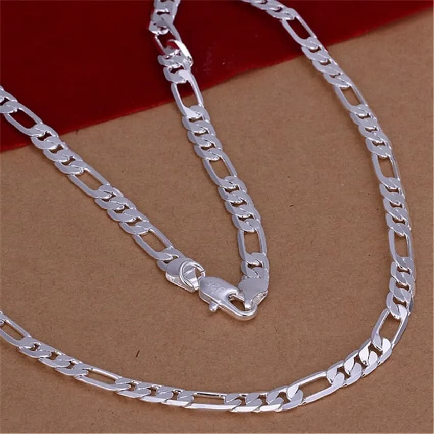 Chaîne plate de 6mm, couleur argent, collier solide, bijoux à la mode pour femmes et hommes, vente e