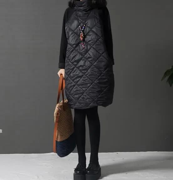 Robe longue d'automne pour femmes, veste d'hiver en duvet, col roulé, patchwork, vestes en coton, Ve