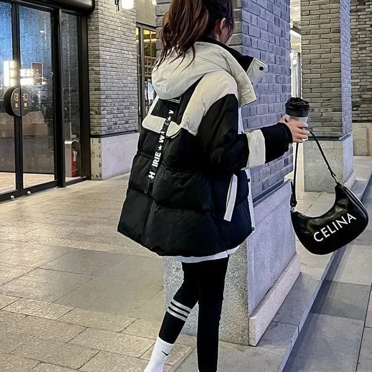 Manteau d'hiver pour femme Parker en coton noir, longueur moyenne, nouvelle version coréenne 2026, c
