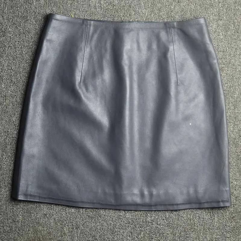 Cuir véritable 2025 une ligne coupe ajustée enveloppement fesses jupe courte en peau de mouton taill
