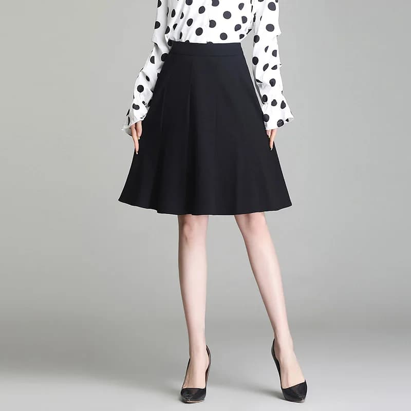 Jupe trapèze courte pour femme, taille haute, tout assressenti, élégante, dame de bureau, noir, prin