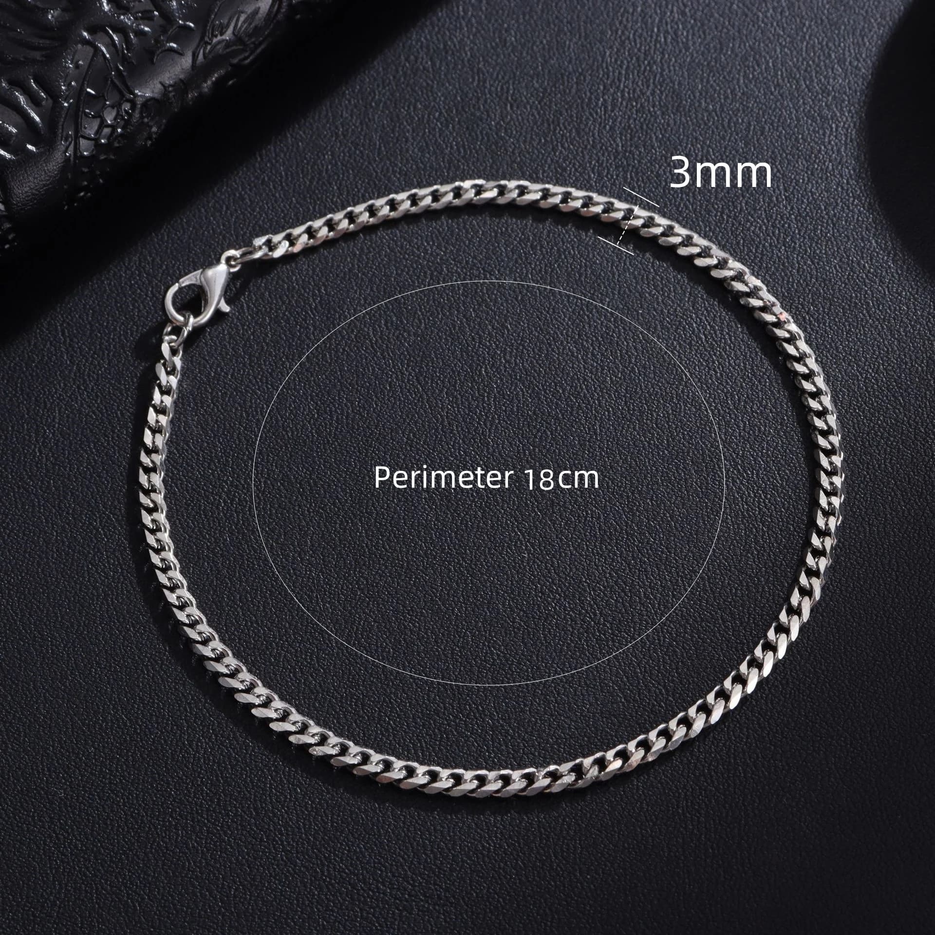 Bracelet chaîne cubaine pour hommes et femmes, classique, en acier inoxydable, largeur 3/5/7/9mm, bi