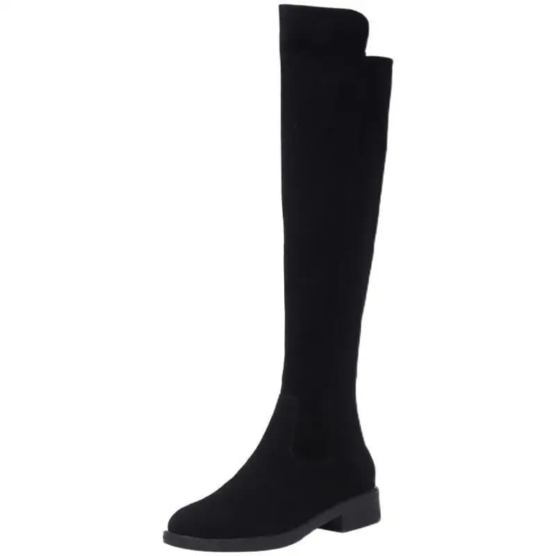 Chaussures pour femme talon moyen chaussures hiver genou haut arbre femmes bottes longues plates got