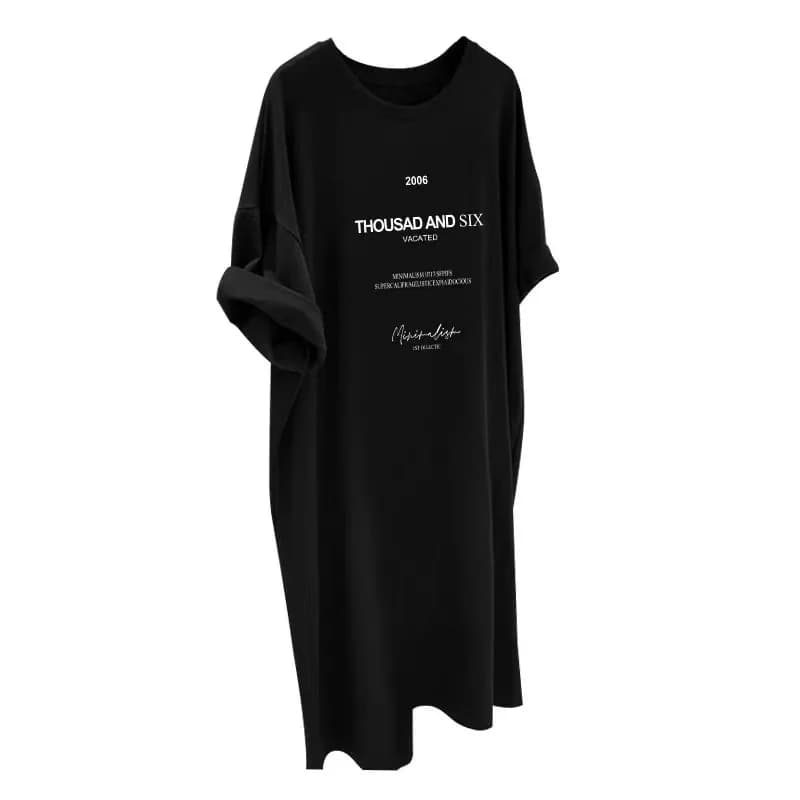 Robes à manches courtes pour femmes, été, grande taille, robe t-shirt mi-longue, robe décontractée l