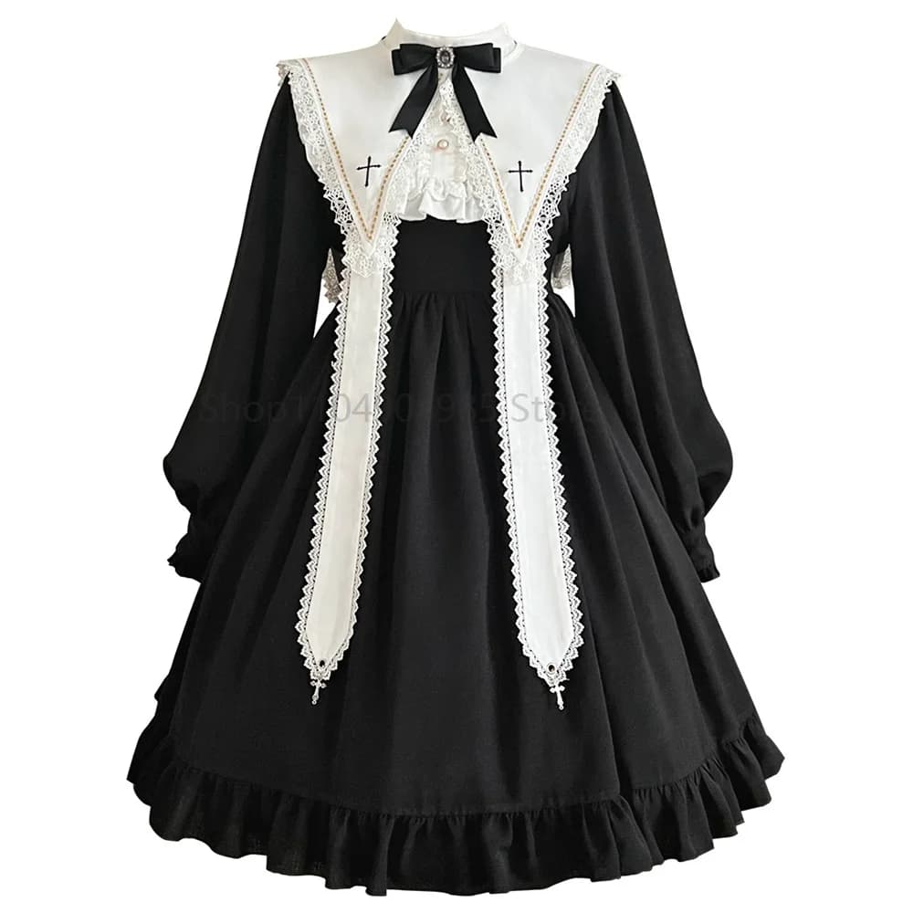 Robe Lolita pour femmes, Style gothique, fille foncée, robe rétro japonaise, automne et hiver, manch