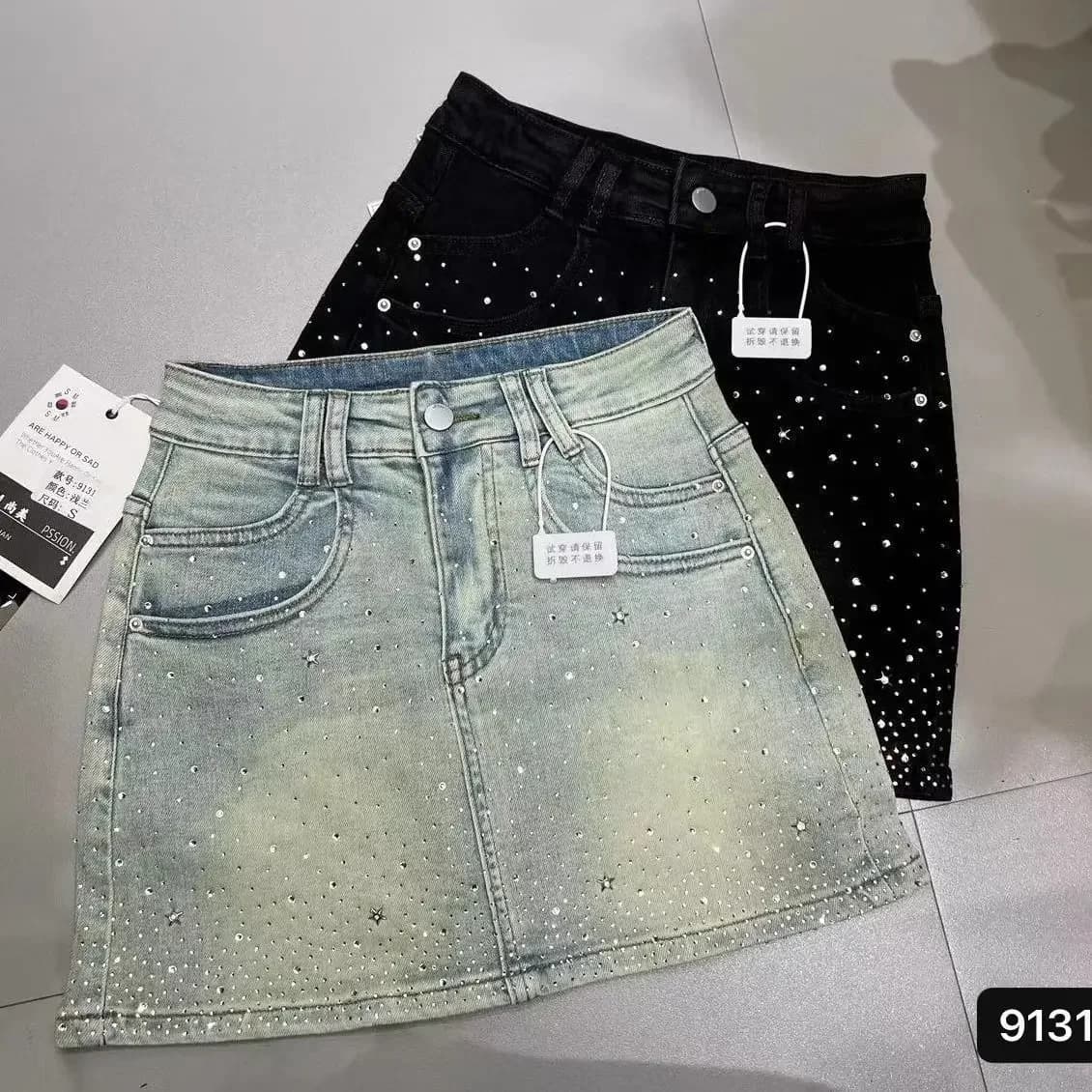 Jupe en jean à strass pour femmes, nouvelle jupe fourreau rétro amincissante, ligne a, été