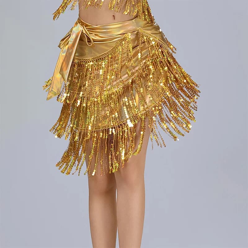 Jupes à franges de danse du ventre latine élégantes pour femmes, Samba Rumba, Sexy, paillettes, fran