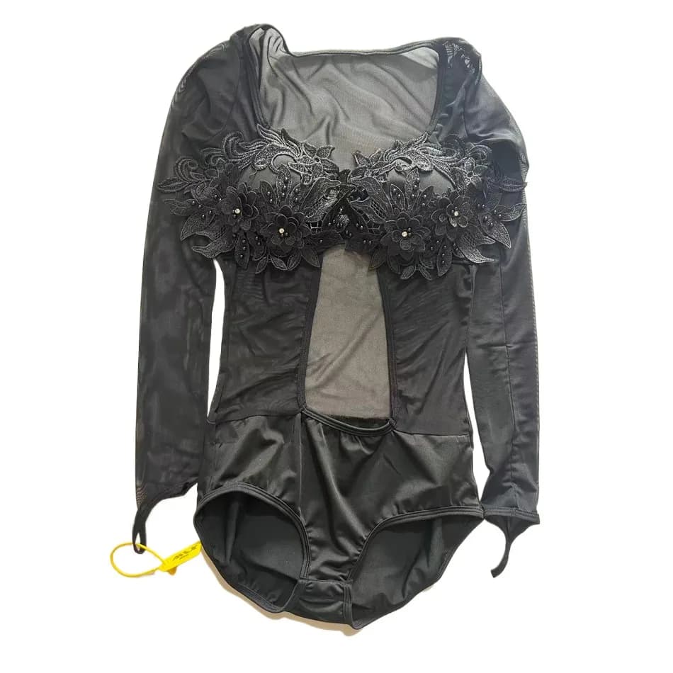Manches longues col en V conception hauts femme robe de danse latine pour les femmes robes compétiti