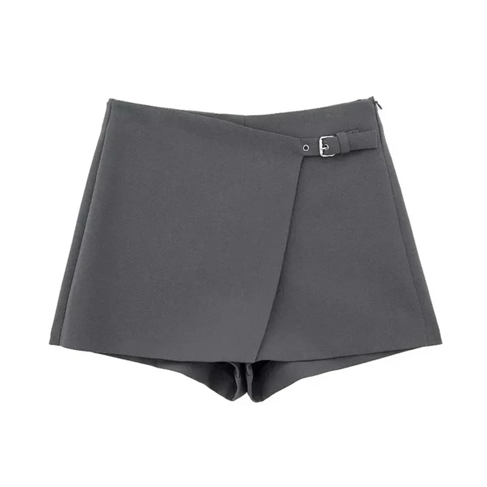 Jupes courtes asymétriques avec languette pour femmes, taille haute, fermeture éclair latérale, jupe