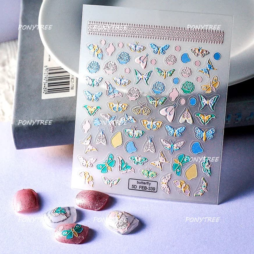 Autocollants adhésifs pour nail art et décorations de manucure, motifs printemps, coléoptères, mites