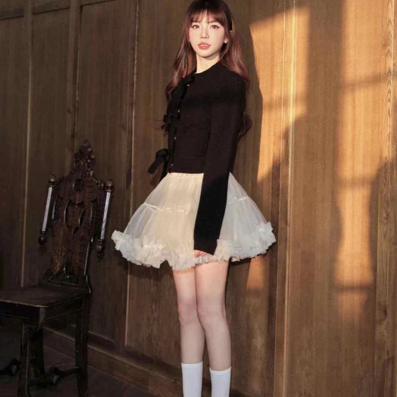 Mesh Skirt Female 2025 Spring and Summer Sweet A-shaped Cake Fluffy Skirt