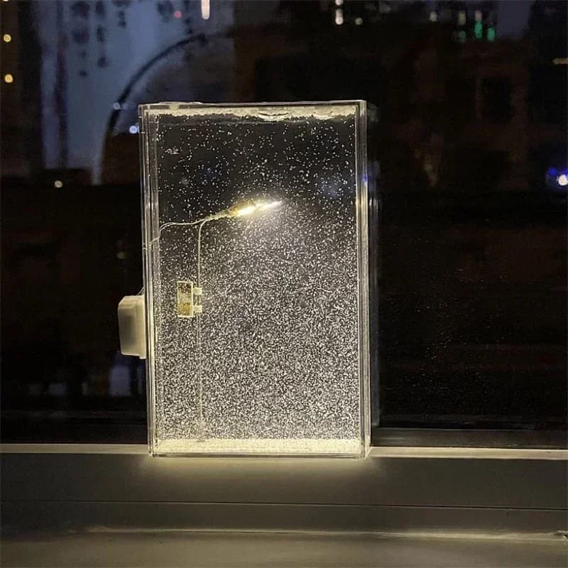 Nuit enneigée coulant petite veilleuse scène de neige réverbère Simulation de neige à la main bricol