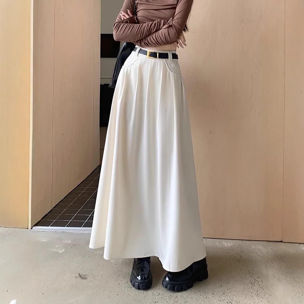 Jupe longue pour femme, nouvelle collection printemps-automne 2026, taille haute, coupe évasée, styl