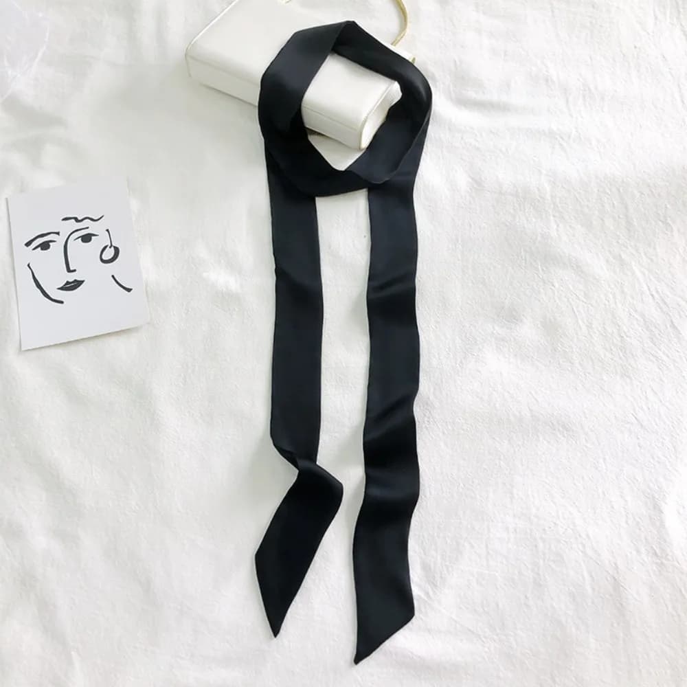 Écharpe de cheveux longs décontractée, bandeau de couleur unie, écharpe de cou en soie, ruban élégan