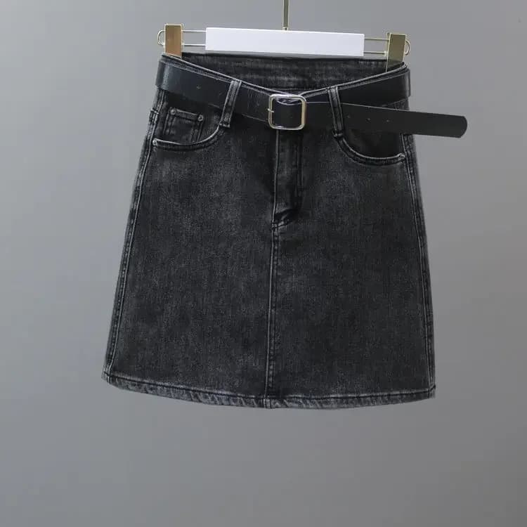 Mini jupe en jean taille haute pour femme avec poche, jupes zippées pour femme, mini vintage, rond, 
