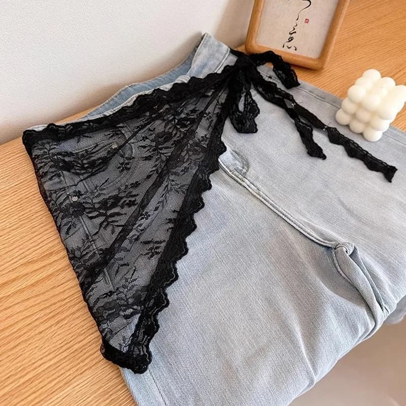 Jupe en dentelle style russe, jupe courte triangulaire pour femme, petite jupe cache-cœur, jupe mi-l