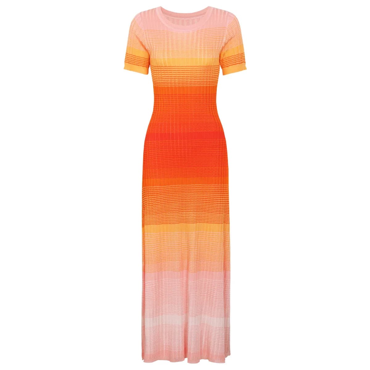 Robe longue en tricot pour femme ZJYT, tendance été, dégradé de couleurs, manches courtes, élégante,