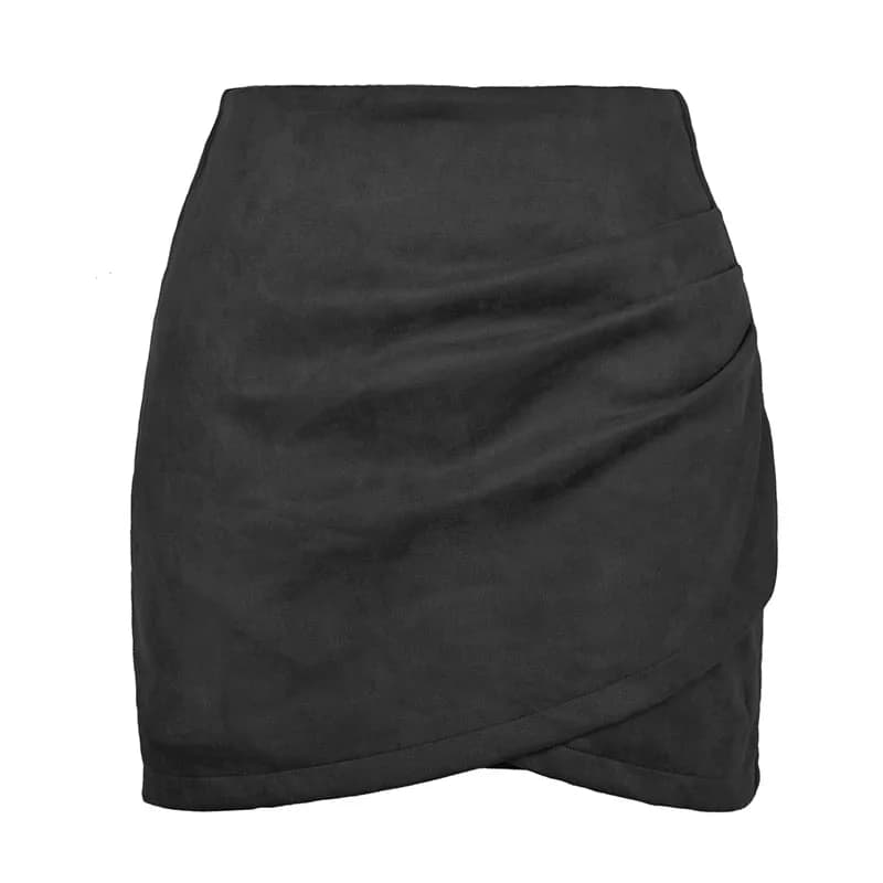Mini jupe en daim pour femme, coupe cintrée, Sexy, mode Streetwear, taille haute, plissée, moulante,