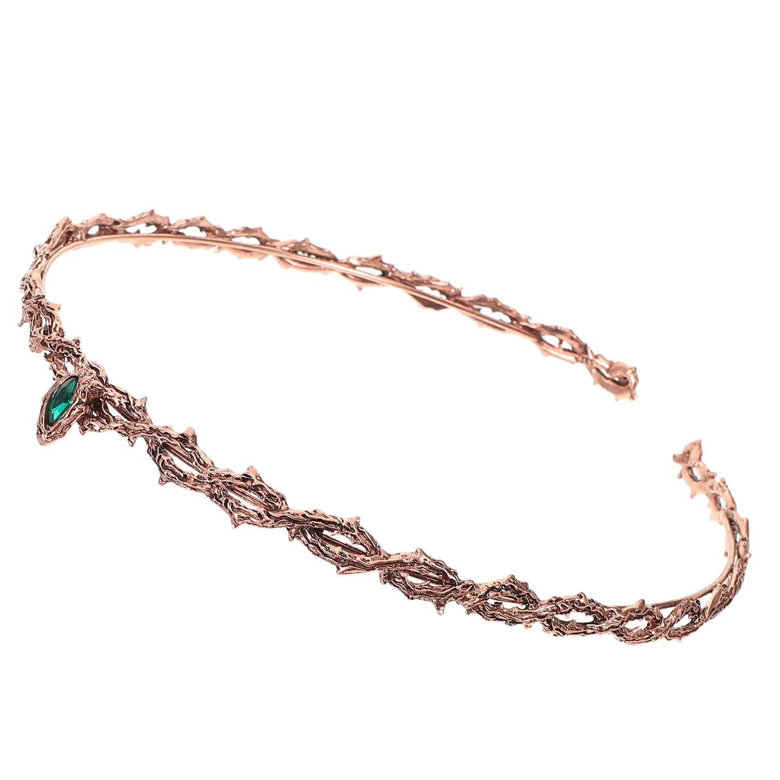 Couronne vintage pour femmes, strass verts, design à épines, diadème médiéval, tiara gothique, acces