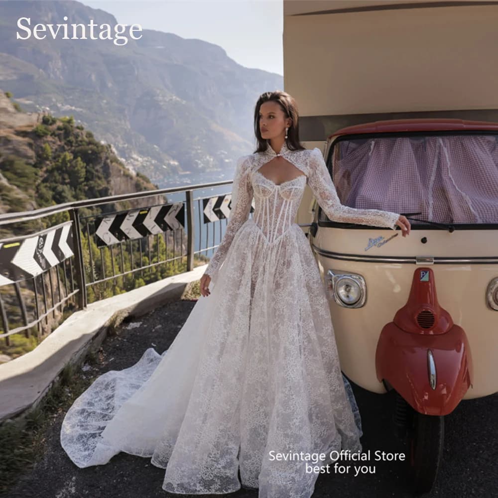 Robes de mariée en dentelle bohème avec veste pour femmes, manches longues, patients, quelle que soi