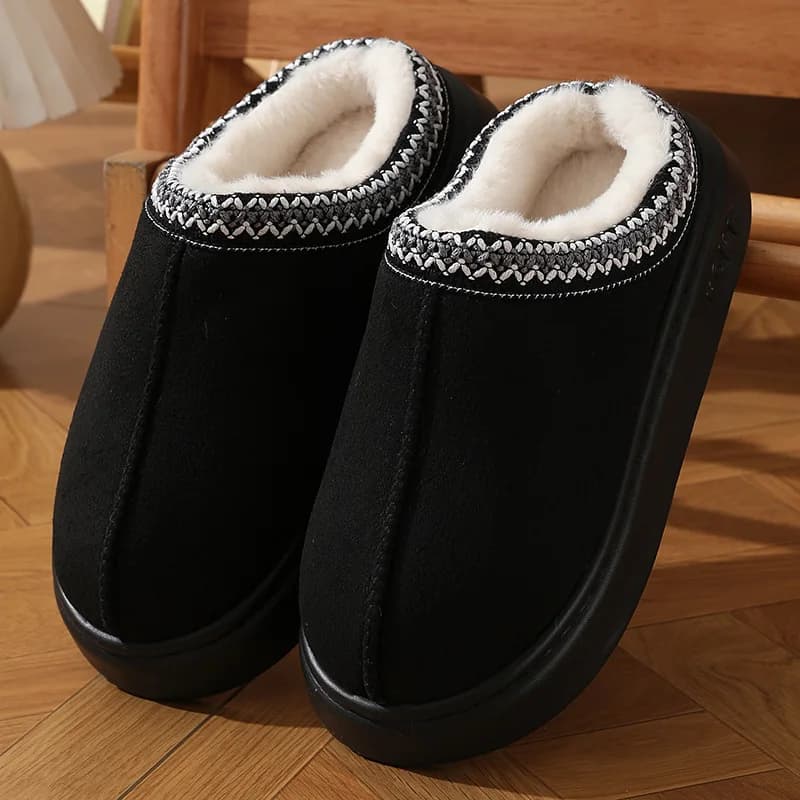 Nouvelle mode moelleux plate-forme pantoufles pour femmes 2025 hiver en peluche chaud coton chaussur