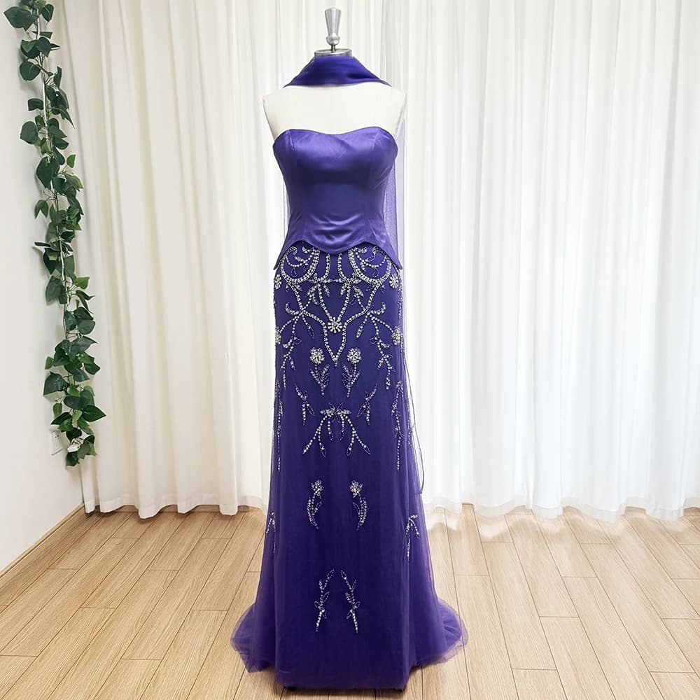 Robe de soirée élégante pour femmes, tenue de soirée de luxe, avec perles en cœur, longue, formelle,