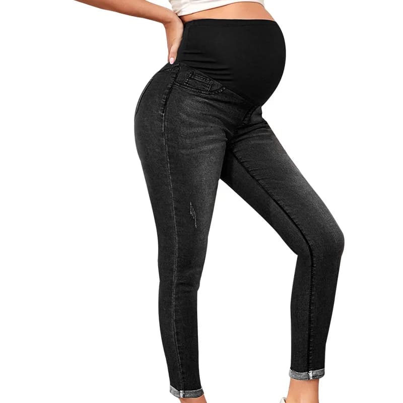 Jean de maternité taille haute, levage du ventre, taille élastique, pantalon crayon en Denim