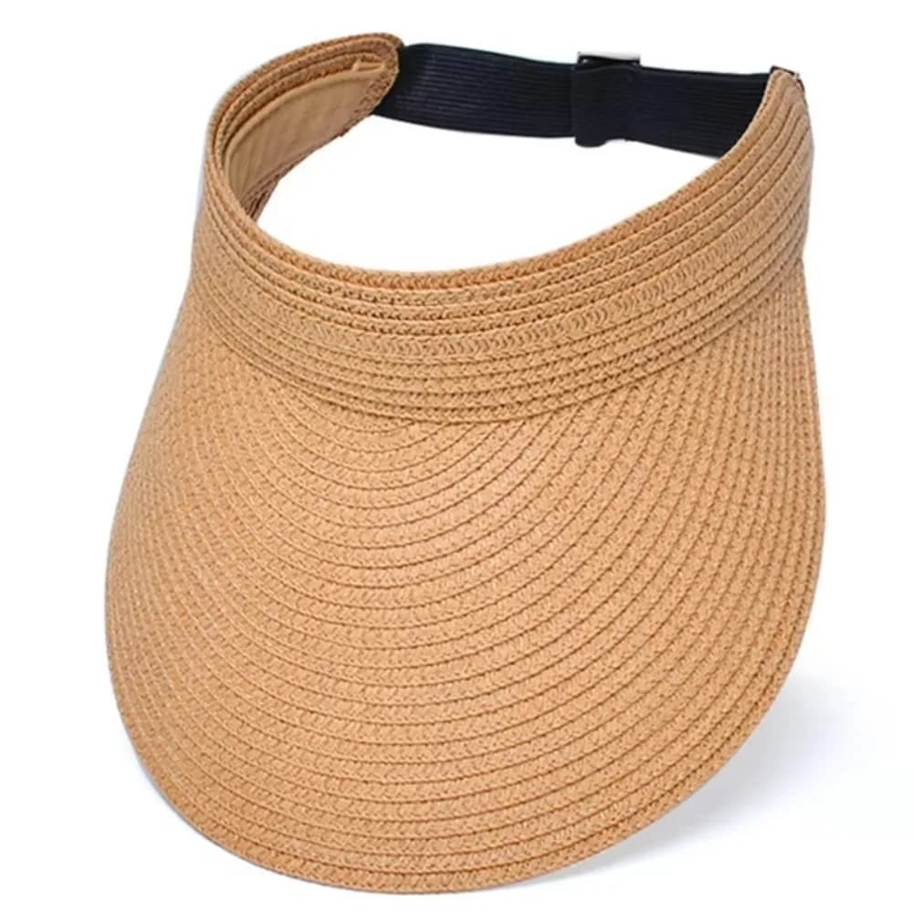 Visière d'été anti-UV pour femme, casquette à visière vide, chapeau de soleil réglable à large bord 