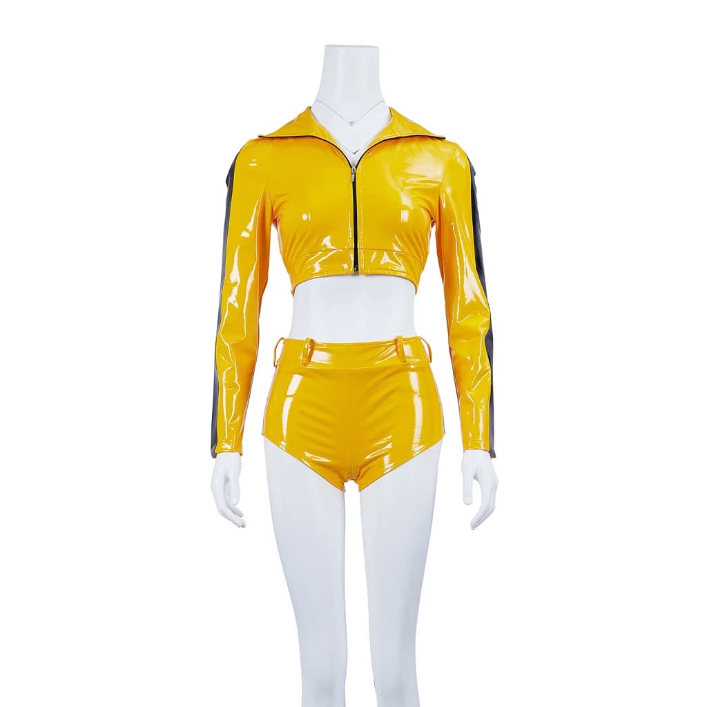 Costume de mariée Cosplay Kill Bill, Costume de combat KungFu Sexy à manches courtes pour femmes, vê