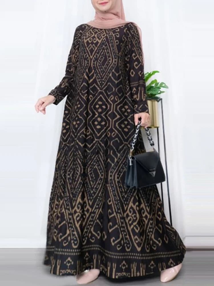 ZANZEA-Robe Longue Abaya Musulmane pour Femme, Vintage, Manches sulf, Imprimé Floral, Hijab, Turquie