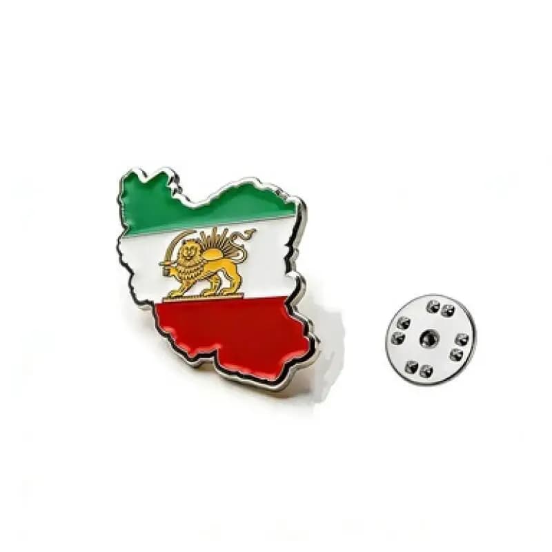 Épingles de revers drapeau Iran Perse, en métal, motif national, lion, soleil et couronne, série sou