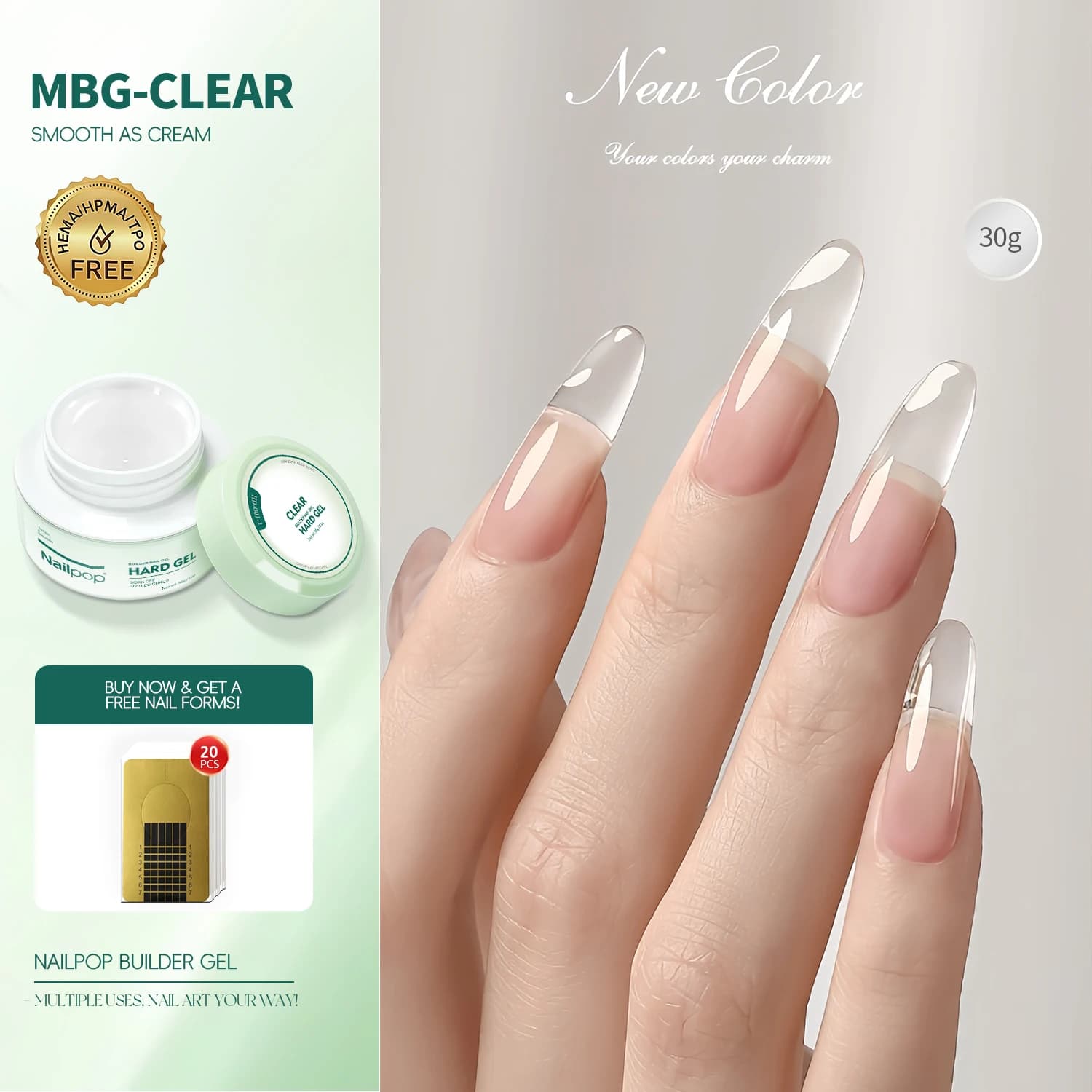 Nailpop – Gel de construction lisse laiteux, 30/100g, pour Extension d'ongles, longue durée, constru