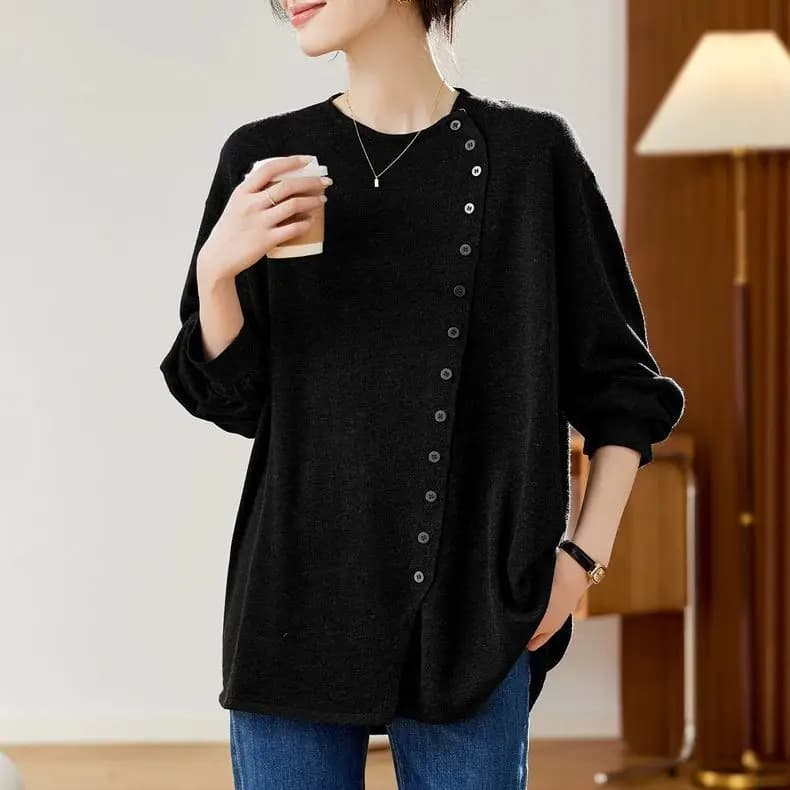 Haut thermique ample pour femmes, tissu doux et chaud, flatteur, mi-long, décontracté, manches longu