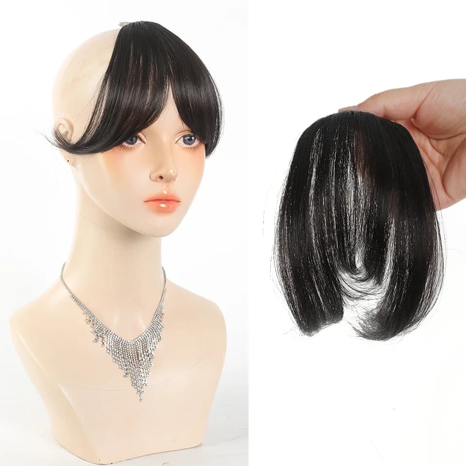 Perruque Synthétique avec Frange Latérale Naturelle pour Femme, Cheveux Pelucheux et Ajoutés