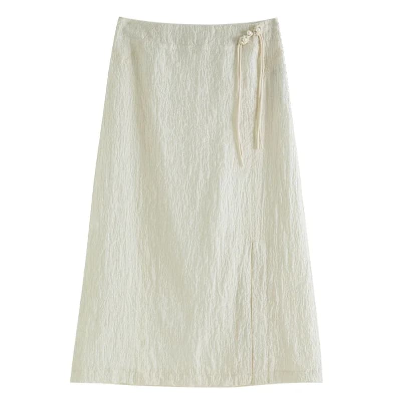 ZIQIAO nouvelles jupes de style chinois pour femme 2023 été Niche Design a-ligne jupe mi-longue 23ZQ