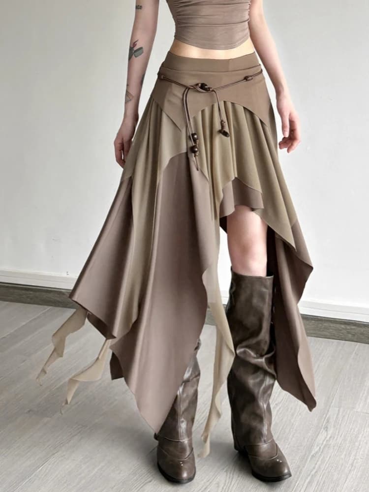 Faldas longues de couleur unie pour femmes, Streetwear asymétrique, Falda Sexy, coupe cintrée, mode 