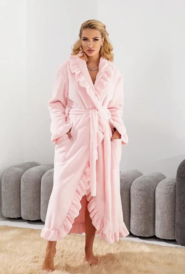 Peignoir Long et chaud pour femmes, vêtements de maison, automne et hiver, velours de corail épais, 