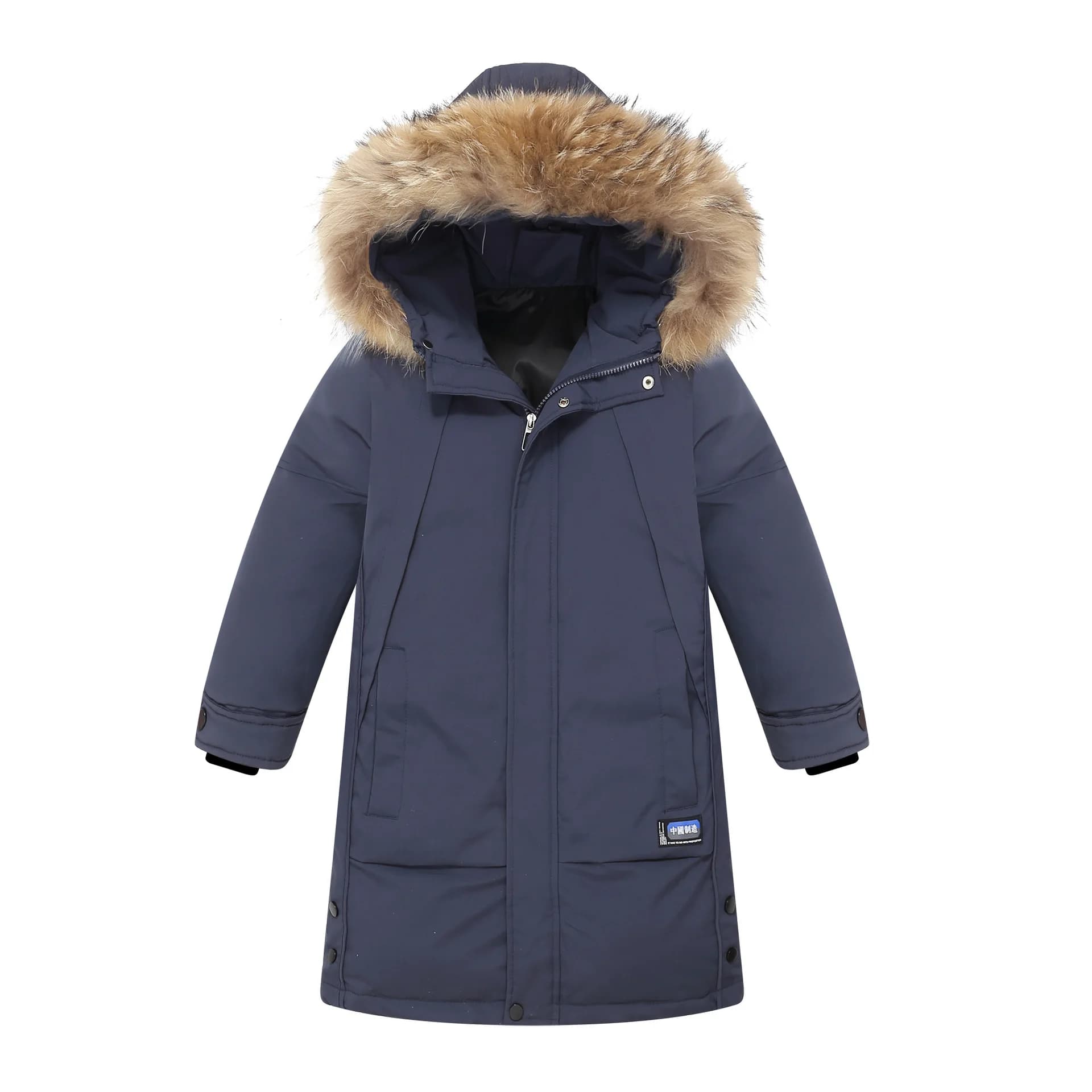 2025 hiver enfants doudoune pour garçons réel fourrure de raton laveur à capuche imperméable adolesc