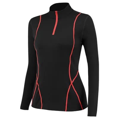 Chemise polaire thermique à manches longues pour femmes, hauts d'entraînement avec fermeture éclair,